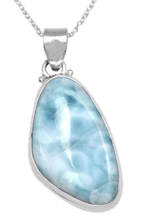 Larimar 2" 925 Solid Sterling Silver Pendant With 18 Inch Chain Necklace Silver Jewelry - YoTreasure