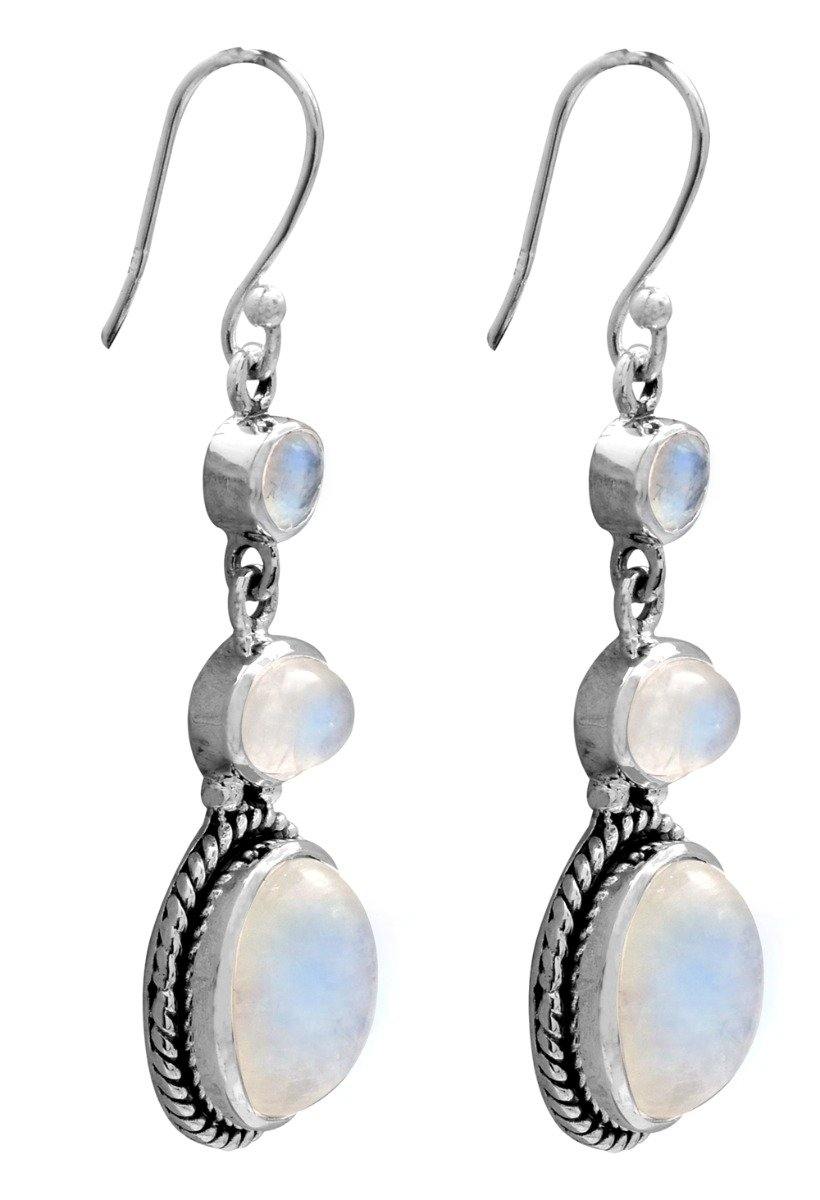 Rainbow Moonstone 925 Solid Sterling Silver Dangle Earrings Jewelry - YoTreasure
