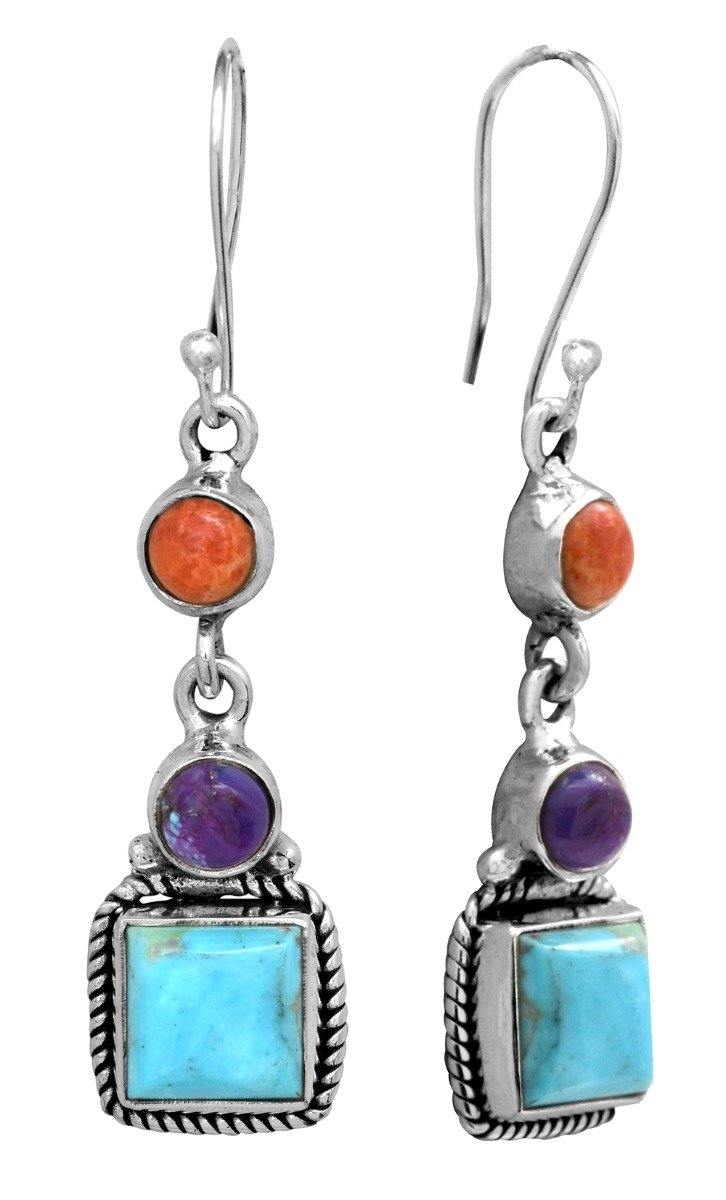 Mohave Turquoise Solid 925 Sterling Silver Dangle Earrings Jewelry - YoTreasure