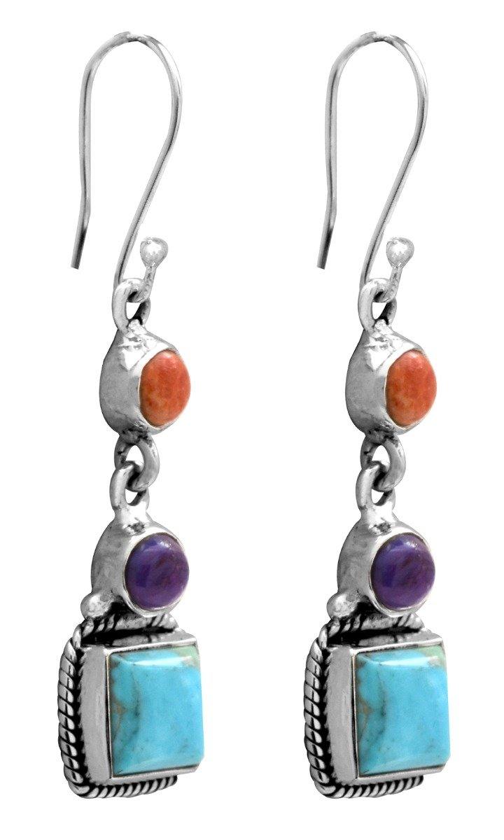 Mohave Turquoise Solid 925 Sterling Silver Dangle Earrings Jewelry - YoTreasure