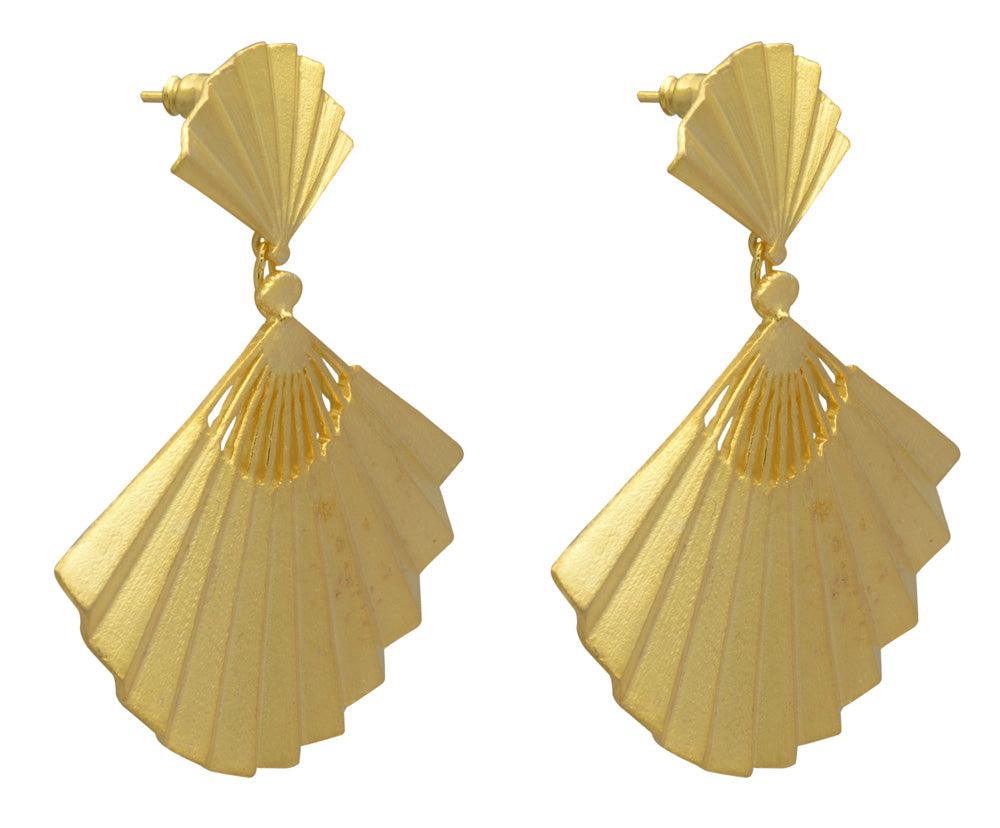 Gold Plated Over Brass Large Earrings Jewelry - YoTreasure