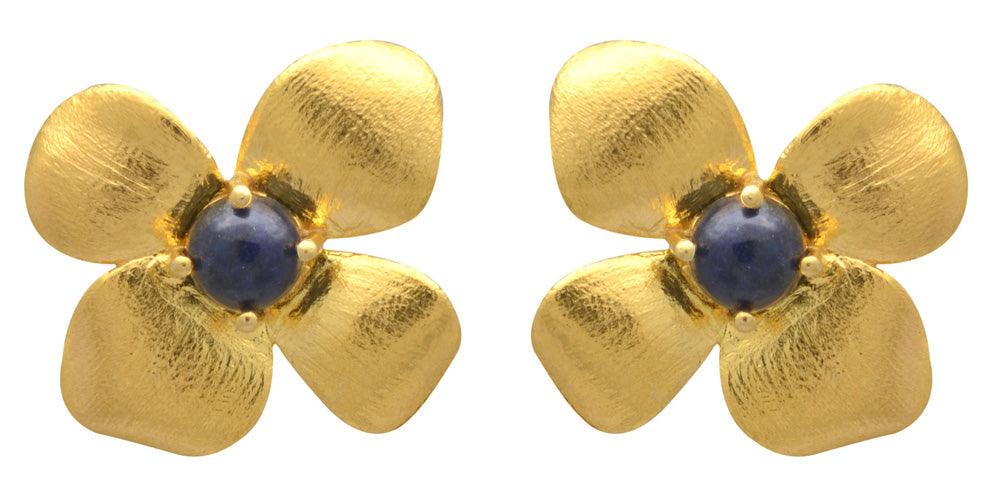 Lapis Gold Plated Over Brass Stud Earrings Jewelry - YoTreasure