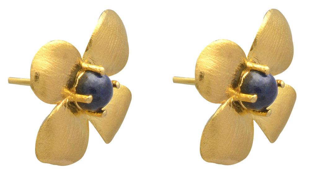 Lapis Gold Plated Over Brass Stud Earrings Jewelry - YoTreasure