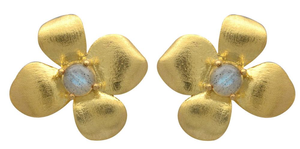 Labradorite Gold Plated Over Brass Studs Earrings Jewelry - YoTreasure