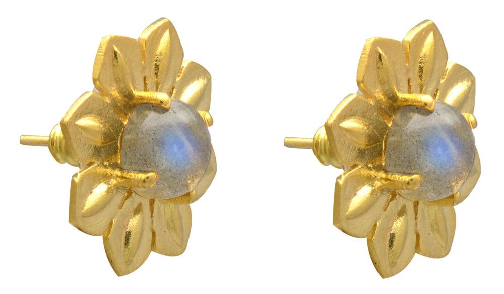 Labradorite Gold Plated Over Brass Studs Earrings Jewelry - YoTreasure