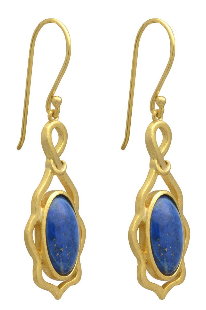 Lapis Gold Plated Over Brass Dangle Earrings Jewelry - YoTreasure