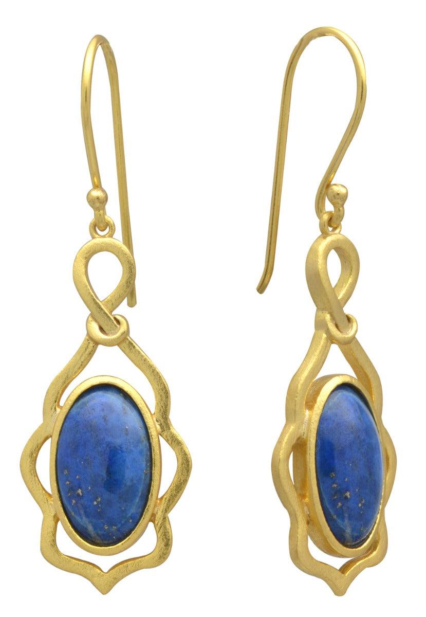 Lapis Gold Plated Over Brass Dangle Earrings Jewelry - YoTreasure