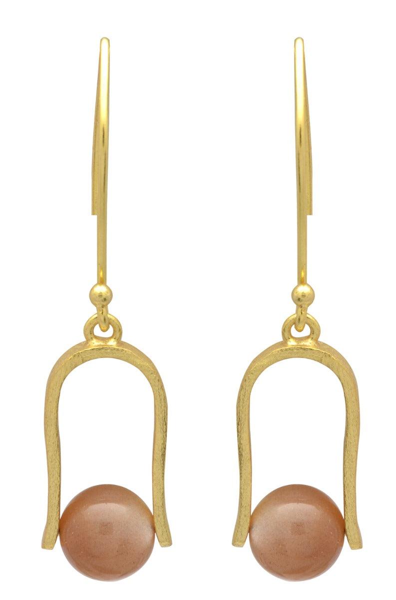 Grey Moonstone Gold Plated Over Brass Dangle Earrings Jewelry - YoTreasure