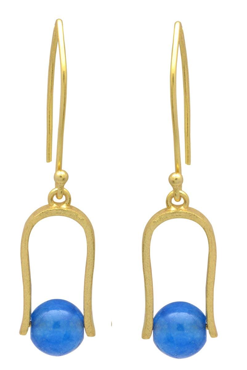 Blue Chalcedony Gold Plated Over Brass Dangle Earrings Jewelry - YoTreasure