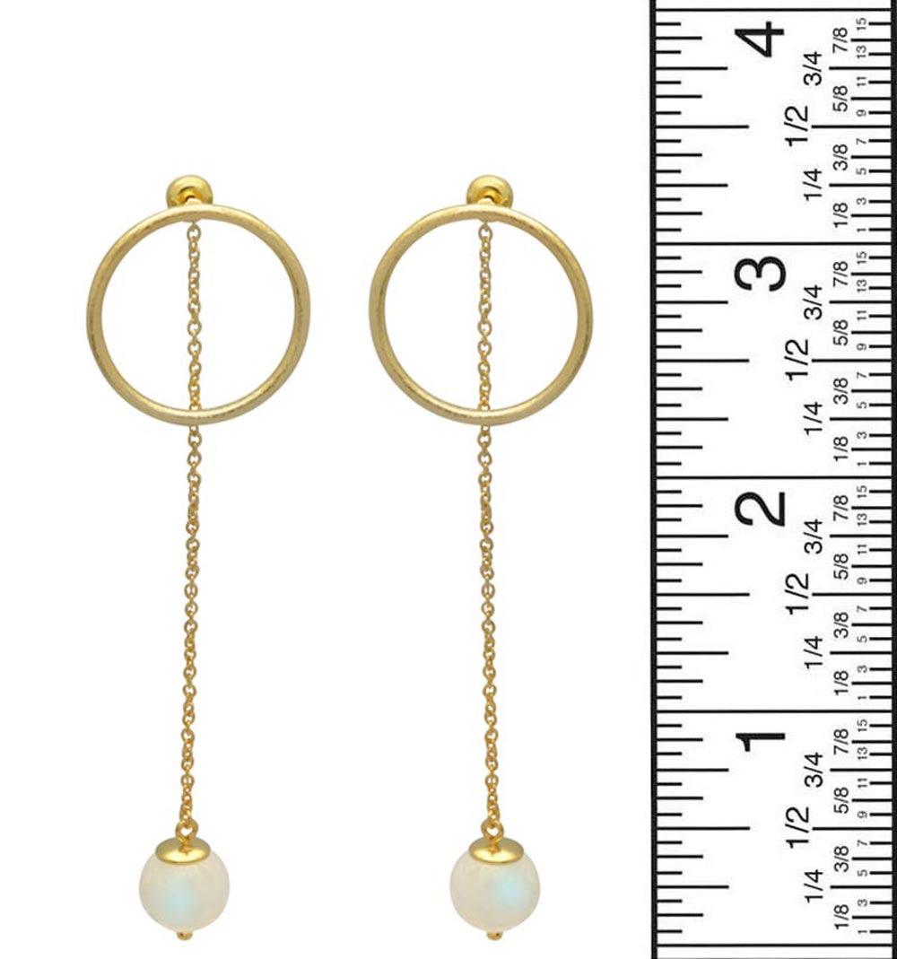 Rainbow Moonstone Gold Plated Over Brass Drop Earrings Jewelry - YoTreasure