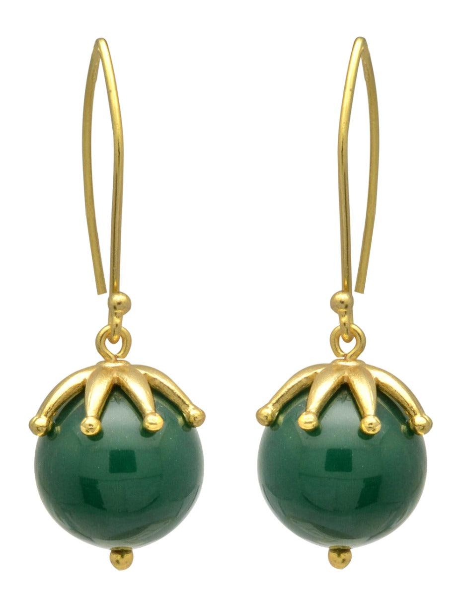 Green Onyx Gold Plated Over Brass Dangle Earrings Jewelry - YoTreasure
