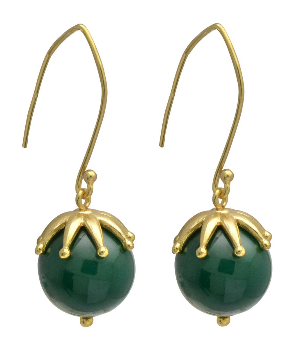 Green Onyx Gold Plated Over Brass Dangle Earrings Jewelry - YoTreasure