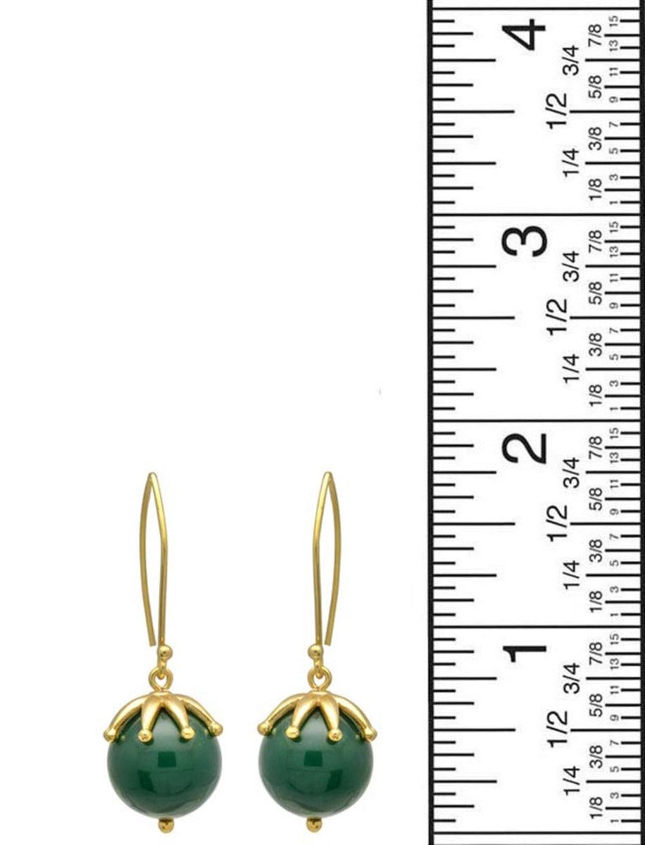Green Onyx Gold Plated Over Brass Dangle Earrings Jewelry - YoTreasure