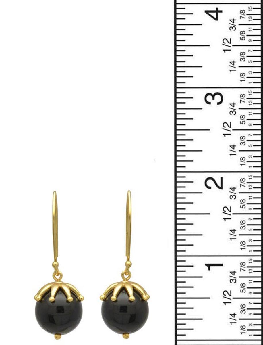 Black Onyx Gold Plated Over Brass Dangle Earrings Jewelry - YoTreasure