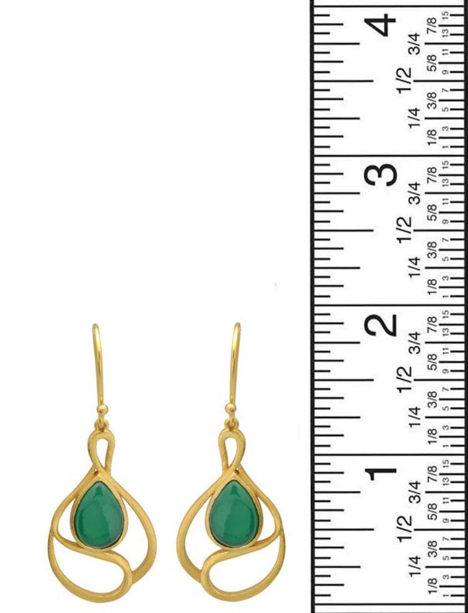 Green Onyx Drop  Gold Plated Over Brass Earrings Jewelry - YoTreasure