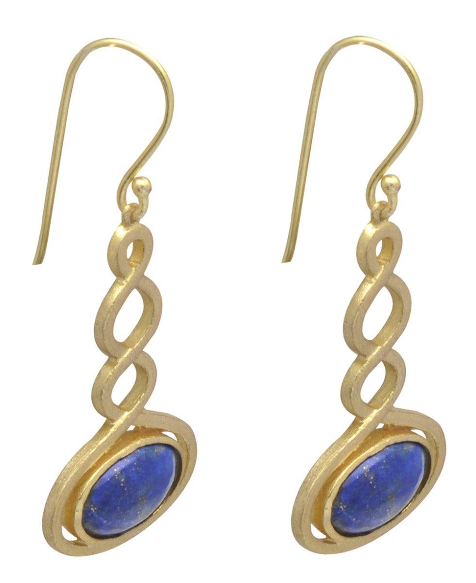 Lapis Gold Plated Over Brass Drop Earrings Jewelry - YoTreasure