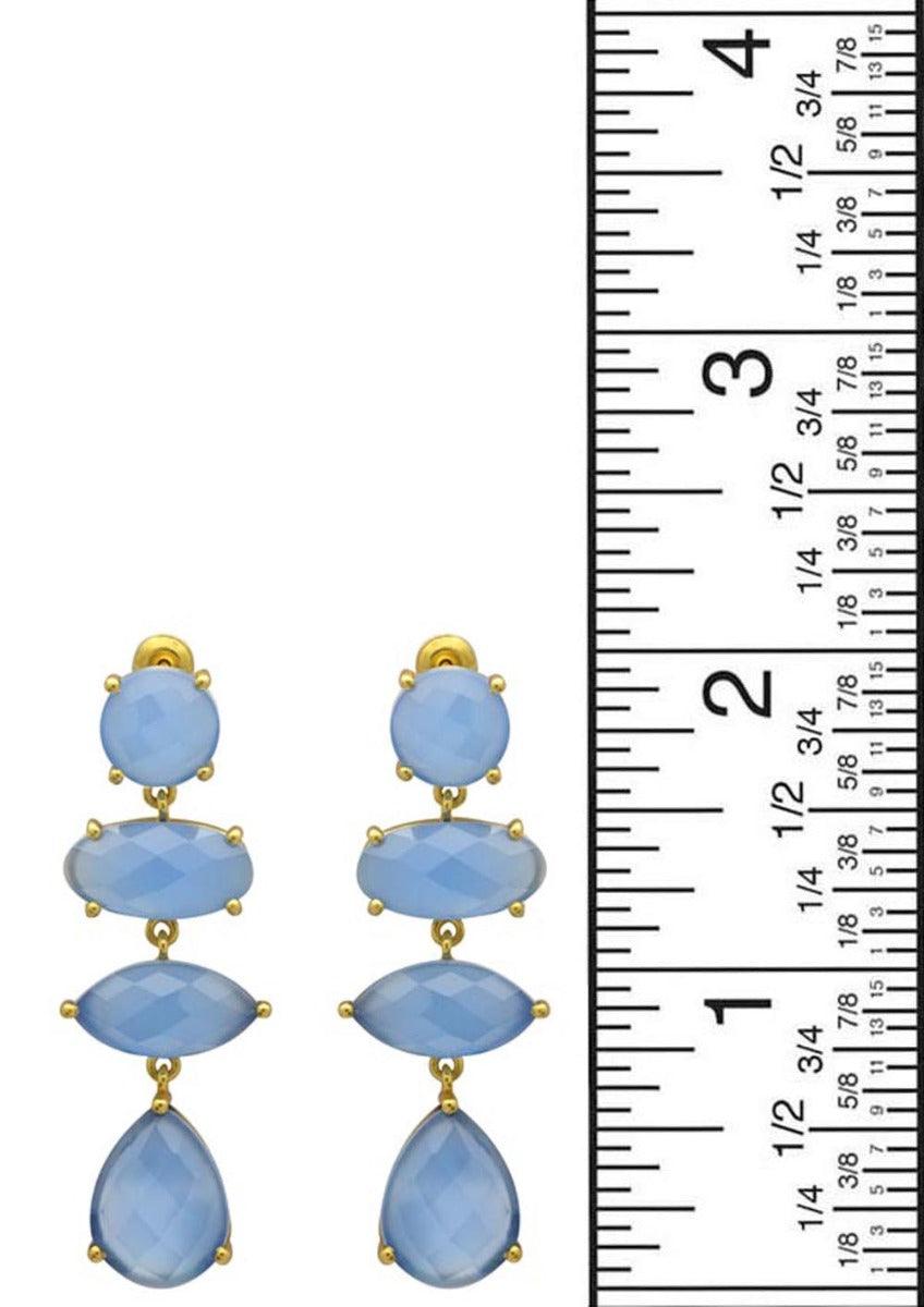 Blue Chalcedony Gold Plated Over Brass Drop Earrings Jewelry - YoTreasure