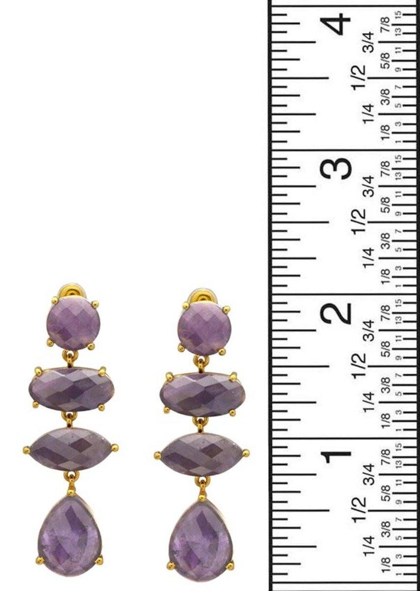 Amethyst Gold Plated Over Brass Drop Earrings Jewelry - YoTreasure