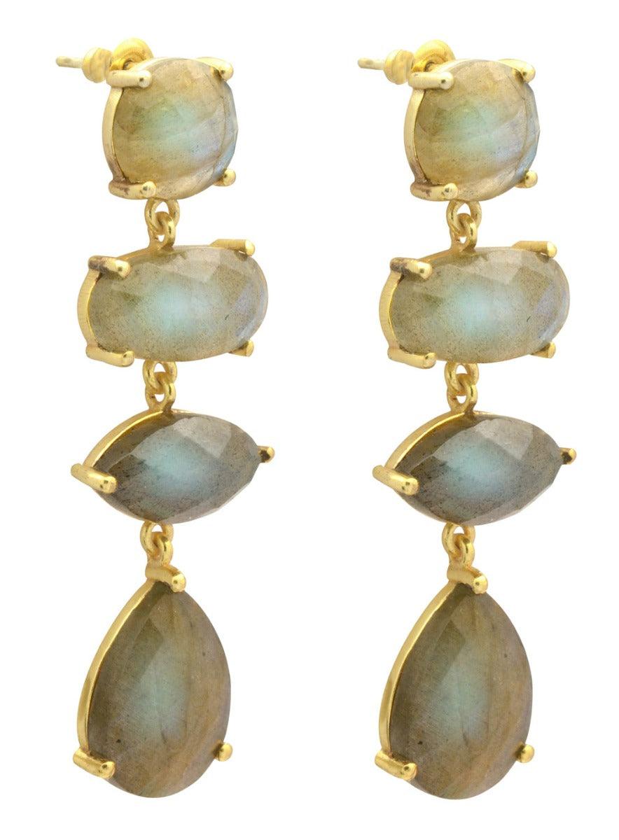 Labradorite Gold Plated Over Brass Drop Earrings Jewelry - YoTreasure