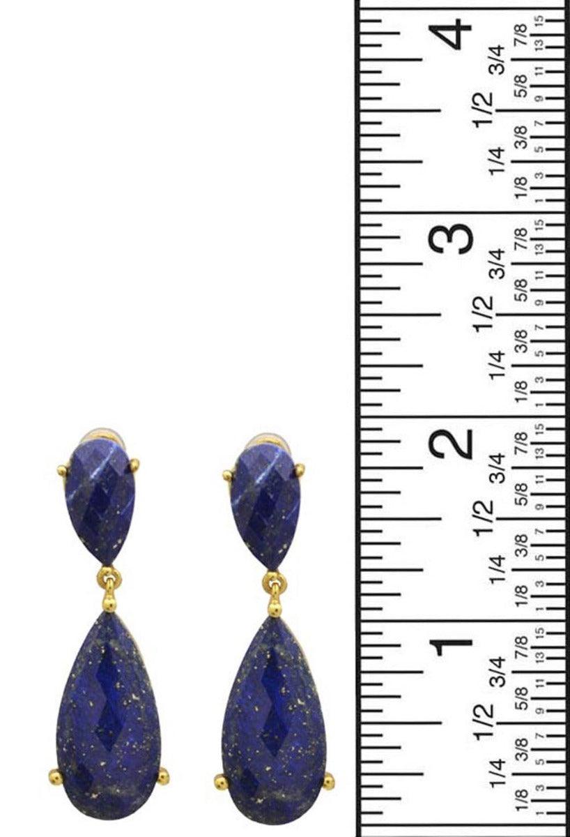 Lapis Gold Plated Over Brass Drop Earrings Jewelry - YoTreasure