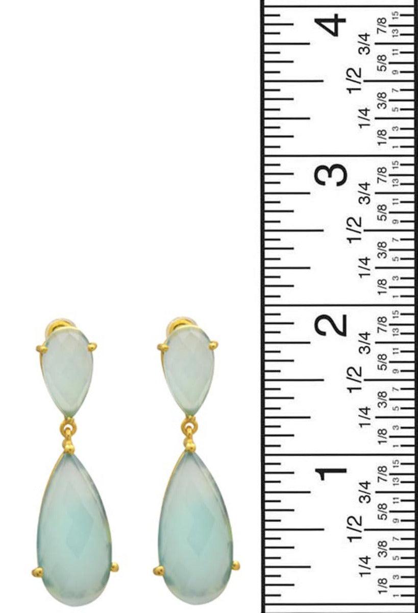 Aqua Chalcedony Gold Plated Over Brass Drop Earrings Jewelry - YoTreasure