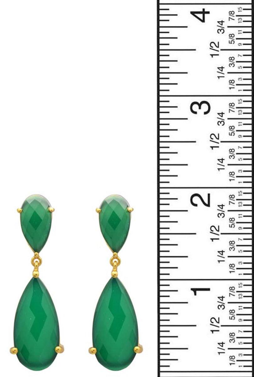 Green Onyx Gold Plated Over Brass Drop Earrings Jewelry - YoTreasure