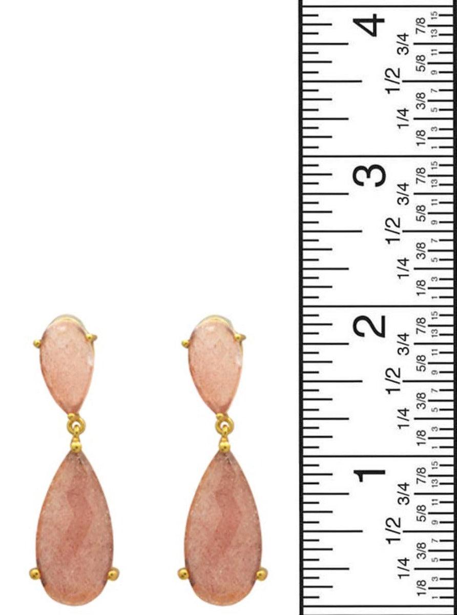Strawbary Quartz Gold Plated Over Brass Drop Earrings Jewelry - YoTreasure