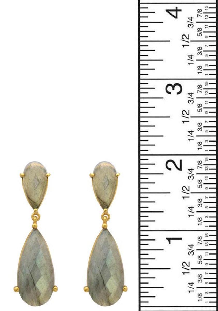 Labradorite Gold Plated Over Brass Drop Earrings Jewelry - YoTreasure