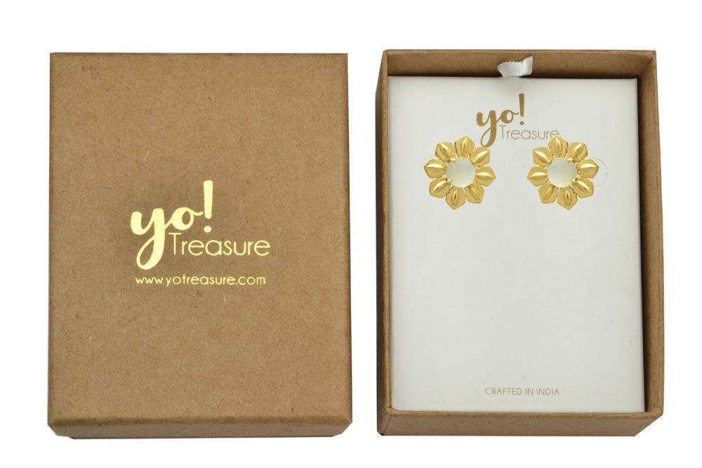 Aqua Chalcedony Gold Plated Over Brass Studs Earrings Jewelry - YoTreasure