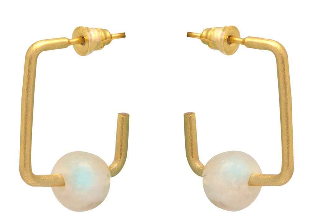 Rainbow Moonstone Gold Plated Over Brass Earrings Jewelry - YoTreasure