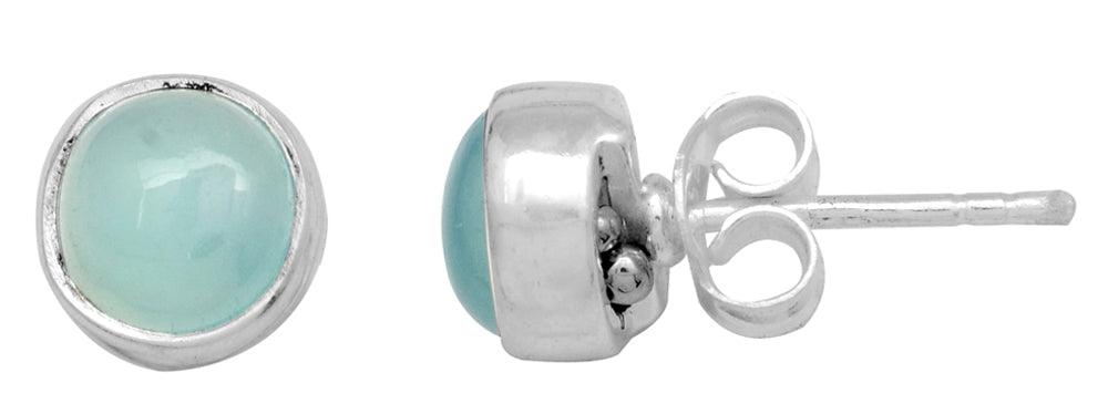 Aqua Chalcedony Solid 925 Sterling Silver Stud Earrings - YoTreasure