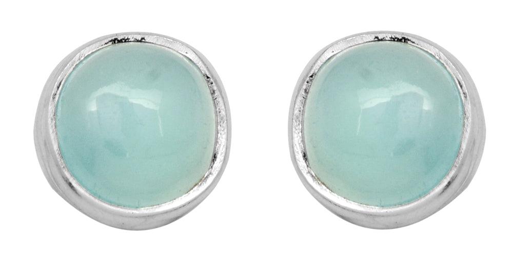 Aqua Chalcedony Solid 925 Sterling Silver Stud Earrings - YoTreasure