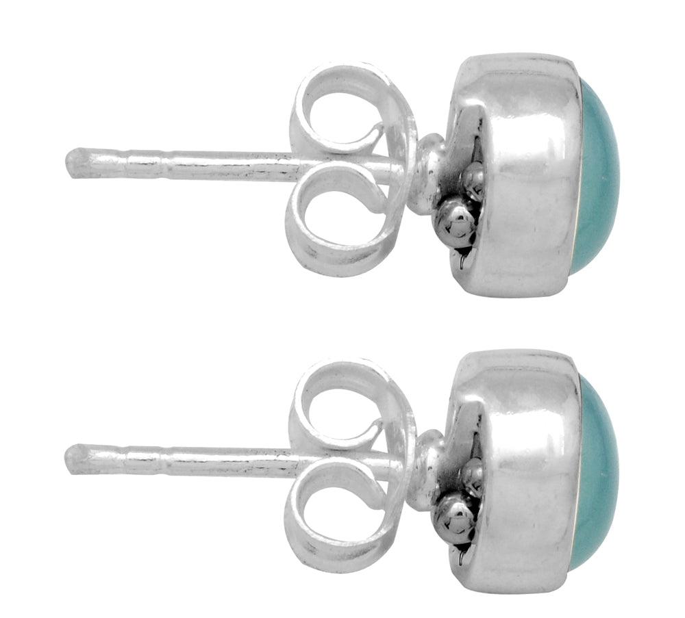 Aqua Chalcedony Solid 925 Sterling Silver Stud Earrings - YoTreasure