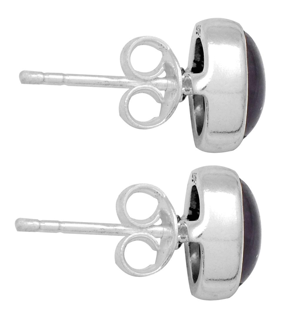 Natural Amethyst  Solid 925 Sterling Silver Stud Earrings - YoTreasure