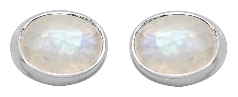 Rainbow Moonstone Stud 925 Solid Sterling Silver Earrings Silver Jewelry - YoTreasure