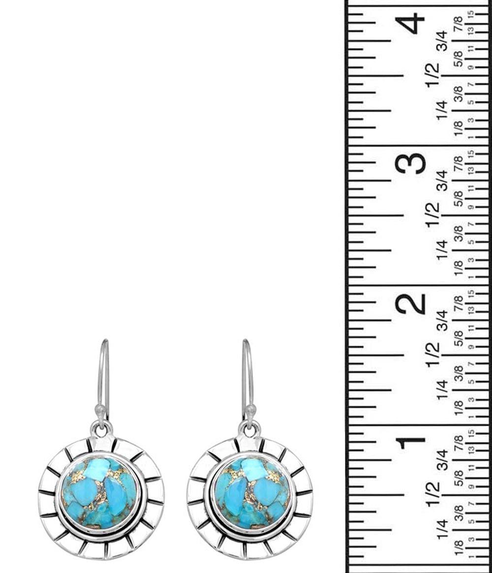Blue Copper Turquoise Solid 925 Sterling Silver Dangle Earrings - YoTreasure