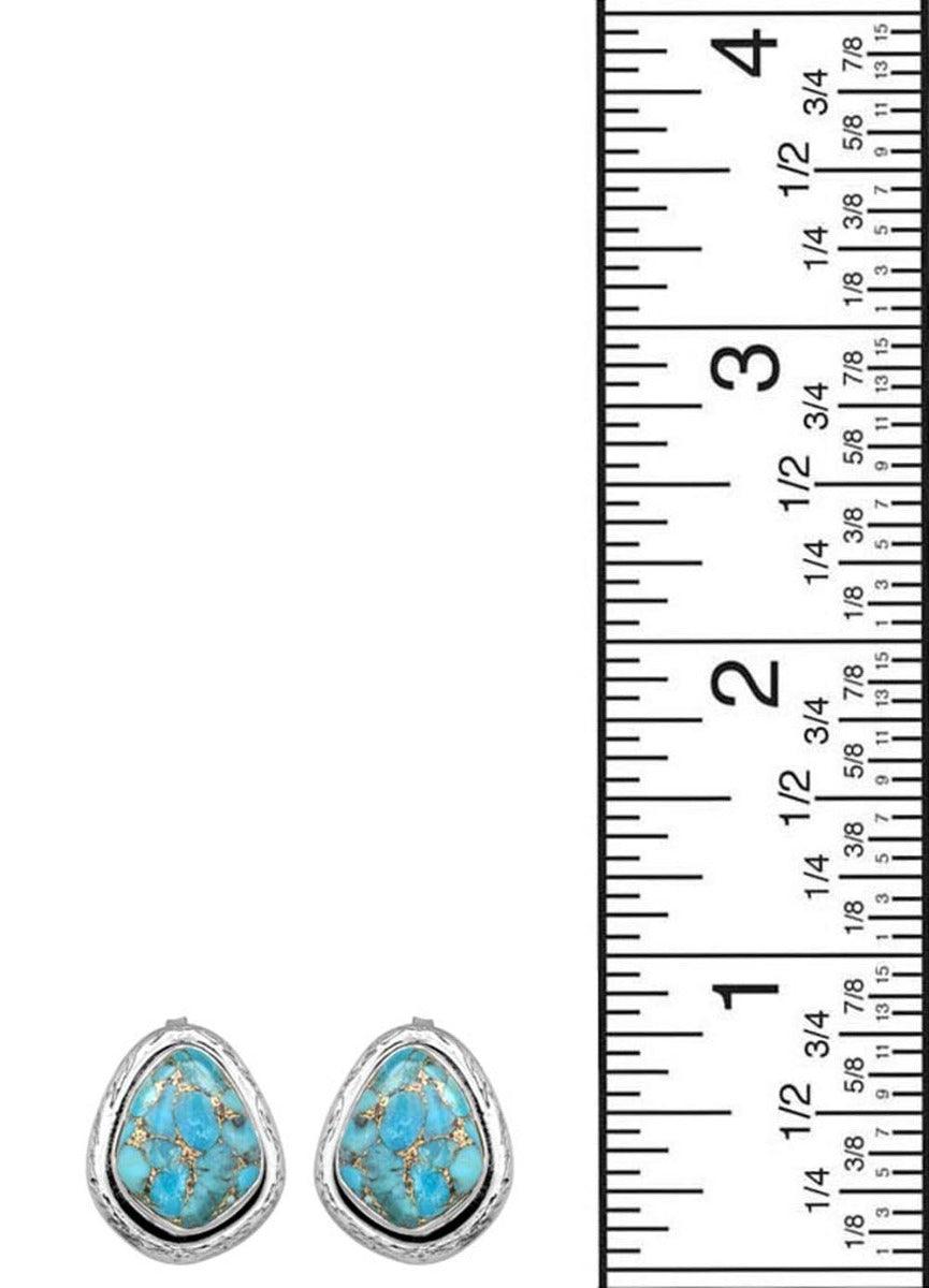 Blue Copper Turquoise Stud 925 Solid Sterling Silver Earrings Silver Jewelry - YoTreasure