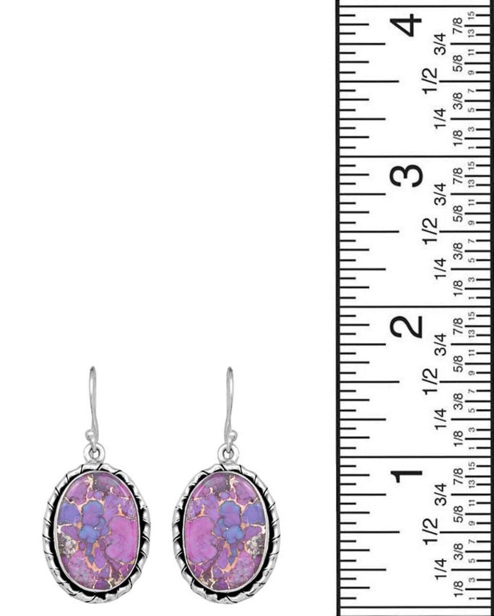 Purple Copper Turquoise Dangling 925 Solid Sterling Silver Earrings - YoTreasure