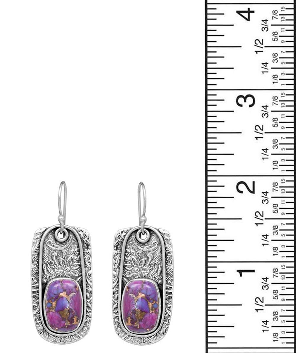 Purple Copper Turquoise Dangling 925 Solid Sterling Silver Earrings Silver Jewelry - YoTreasure