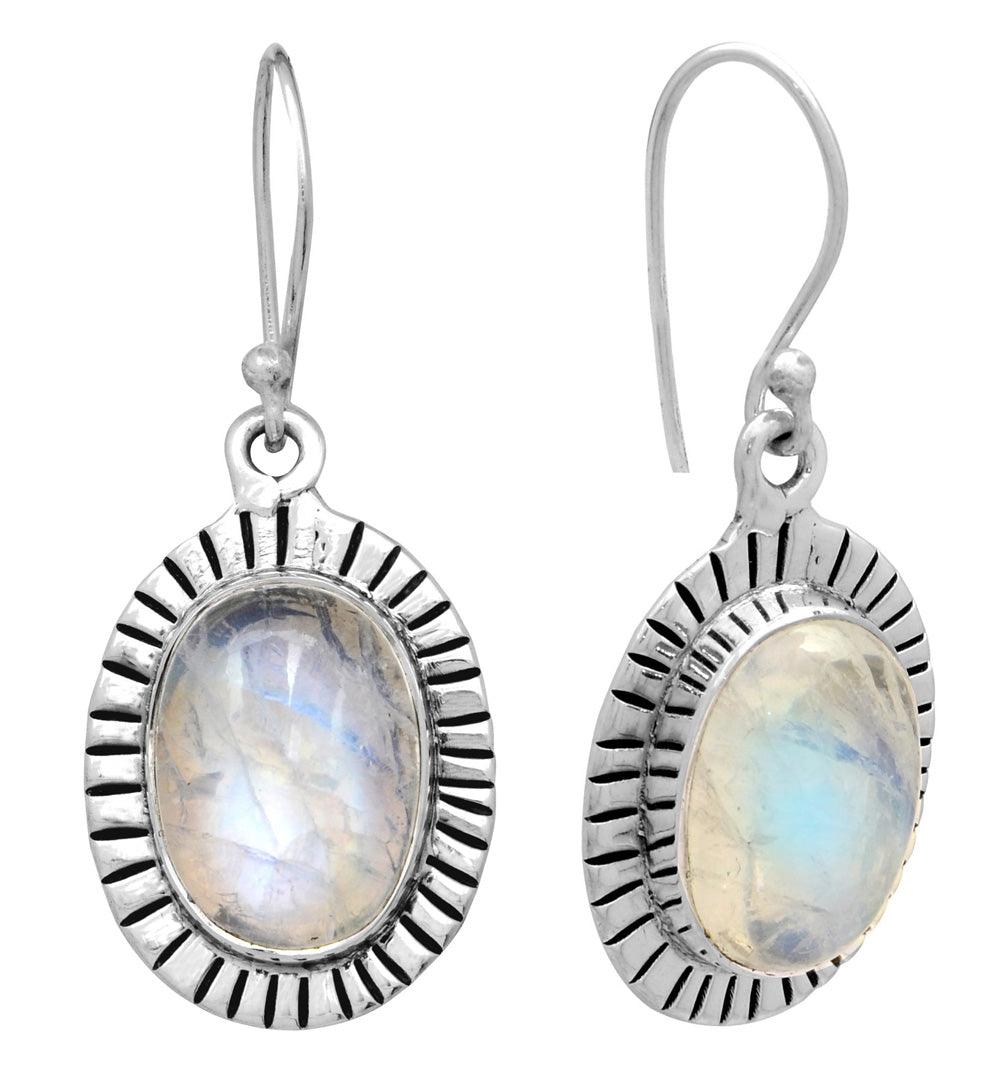 Rainbow Moonstone Dangling 925 Solid Sterling Silver Earrings Silver Jewelry - YoTreasure