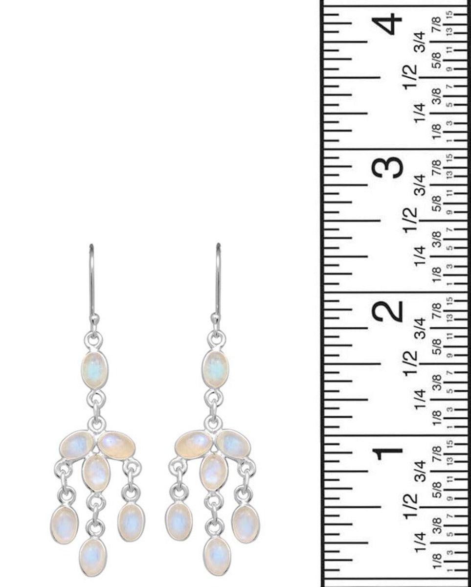Rainbow Moonstone Dangling 925 Solid Sterling Silver Earrings Silver Jewelry - YoTreasure