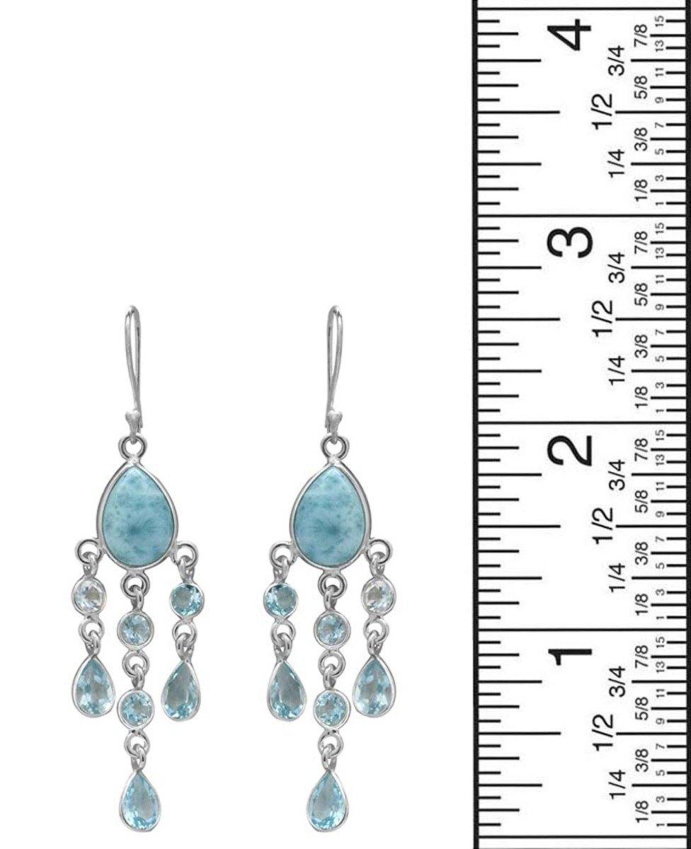 Larimar Blue Topaz 925 Solid Sterling Silver Earrings - YoTreasure
