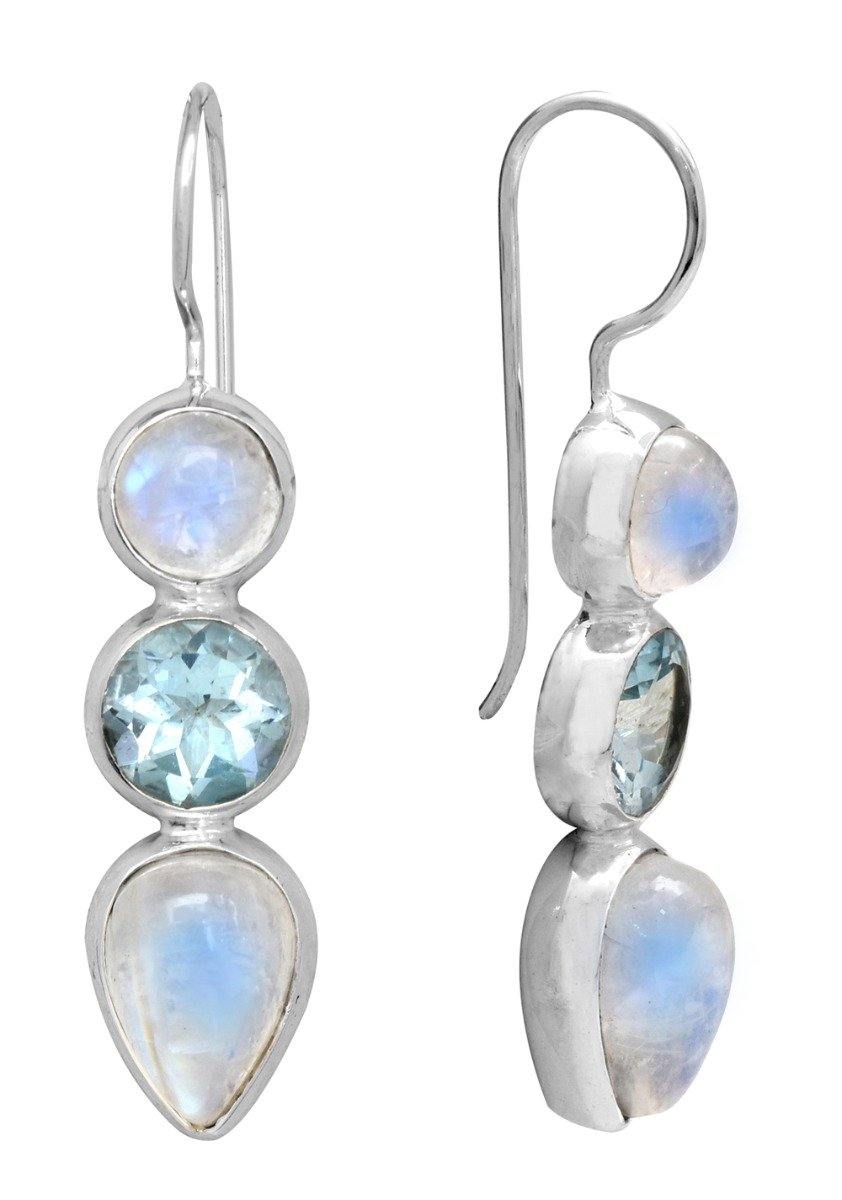 Moonstone Blue Topaz 925 Solid Sterling Silver Earrings - YoTreasure