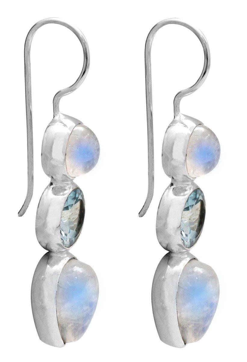 Moonstone Blue Topaz 925 Solid Sterling Silver Earrings - YoTreasure