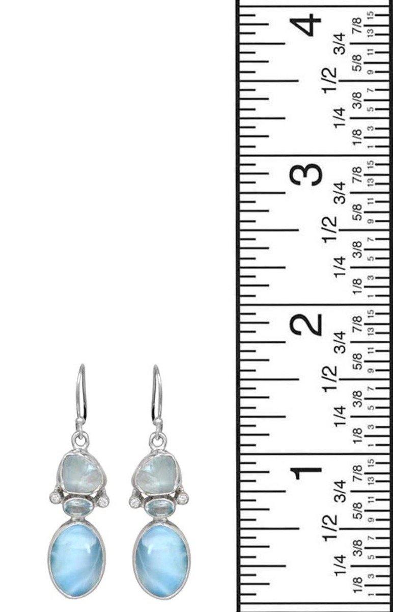 Larimar Raw Blue Topaz 925 Solid Sterling Silver Earrings - YoTreasure