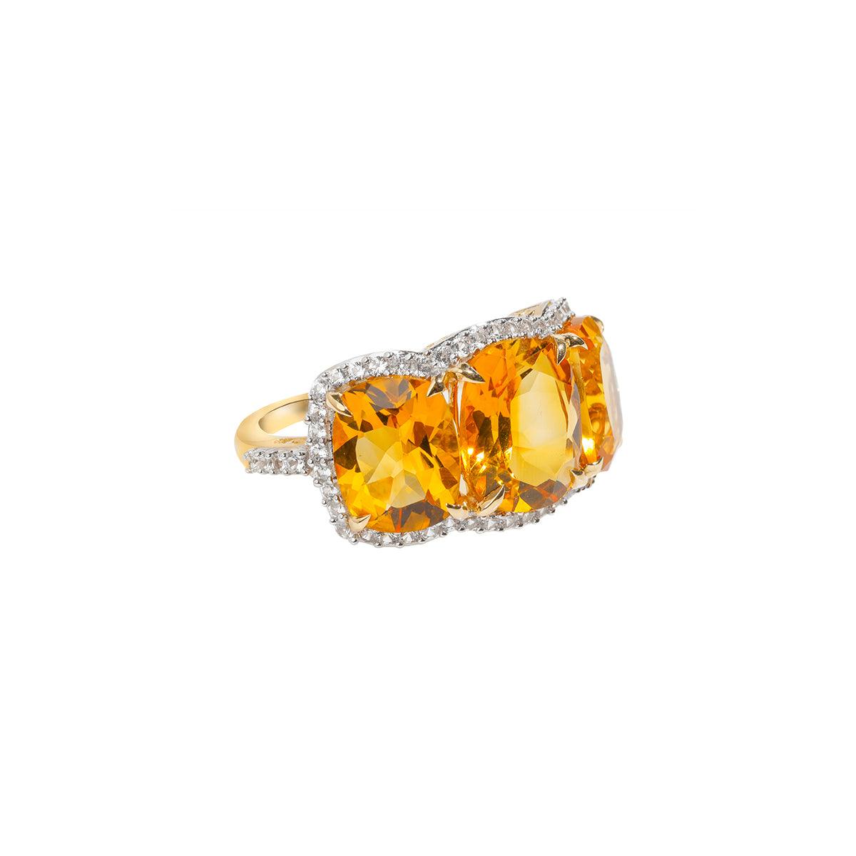 7.84 Ct. Citrine White Sapphire 14K Yellow Gold Wedding Band Ring - YoTreasure