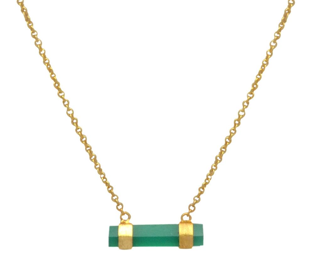 Green Onyx Gold Plated Over Brass Necklace Silver Jewelry - YoTreasure