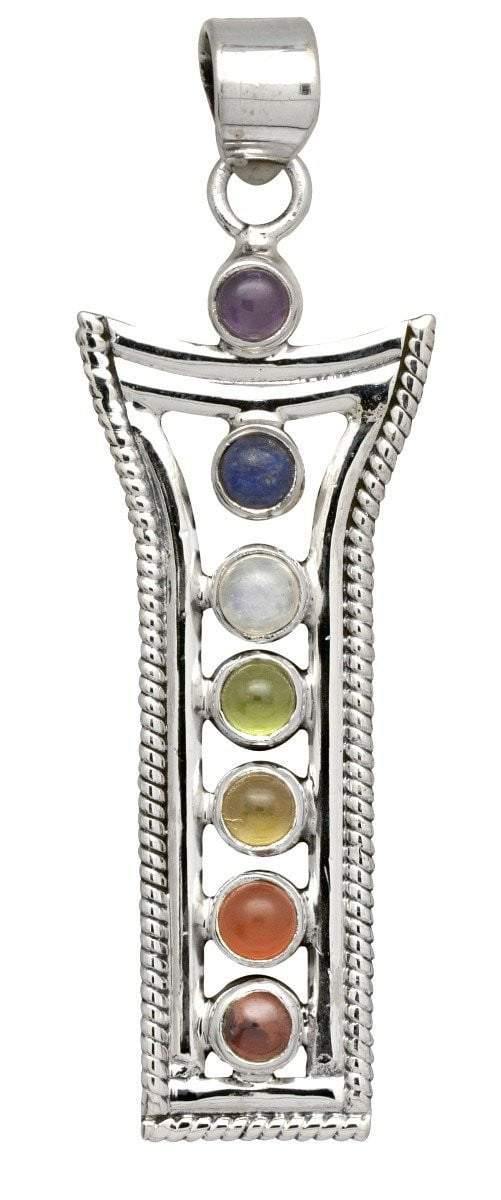 2 1/2" Chakra 925 Solid Sterling Silver Pendant Necklace With Chain - YoTreasure