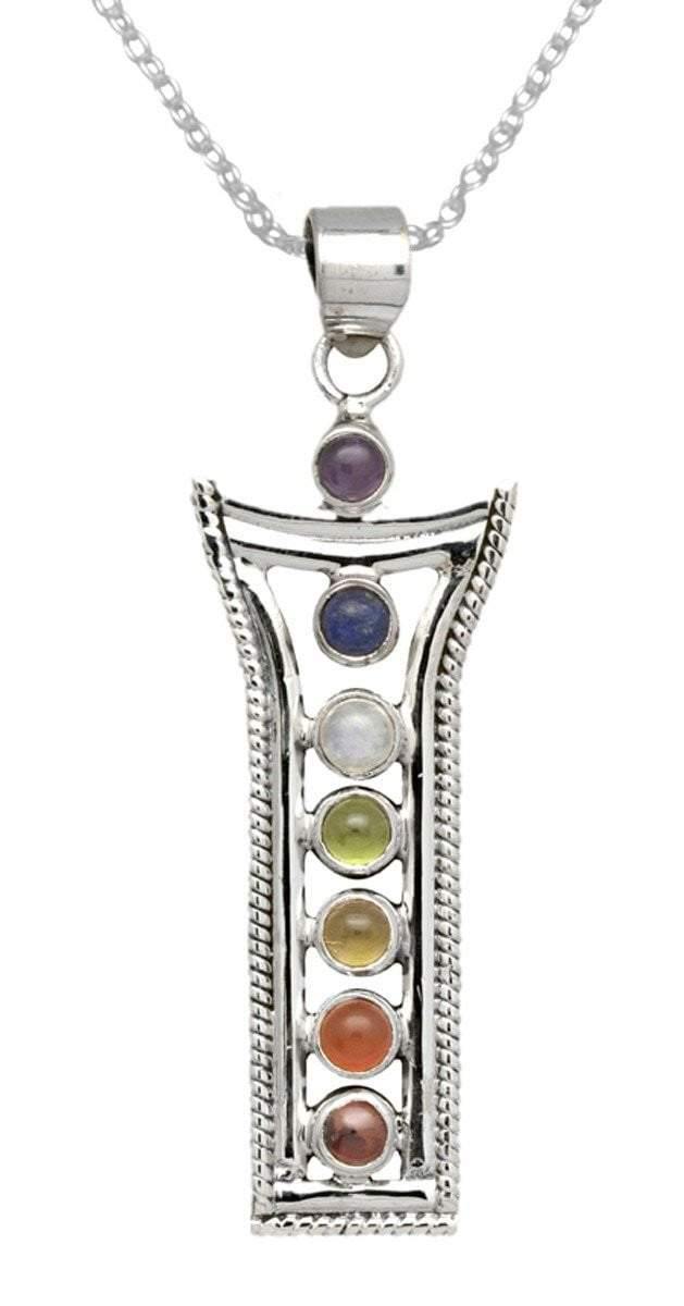 2 1/2" Chakra 925 Solid Sterling Silver Pendant Necklace With Chain - YoTreasure