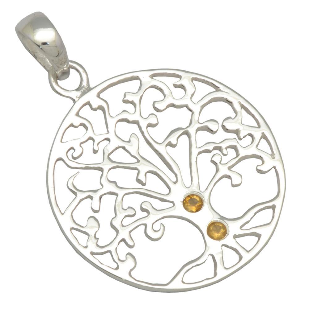 1.41" Tree of Life Citrine 925 Solid Sterling Silver Chain Pendant Jewelry - YoTreasure